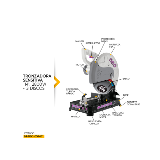 Tronzadora Sensitiva NEO 14" 2800W cs1014/3 - Imagen 2